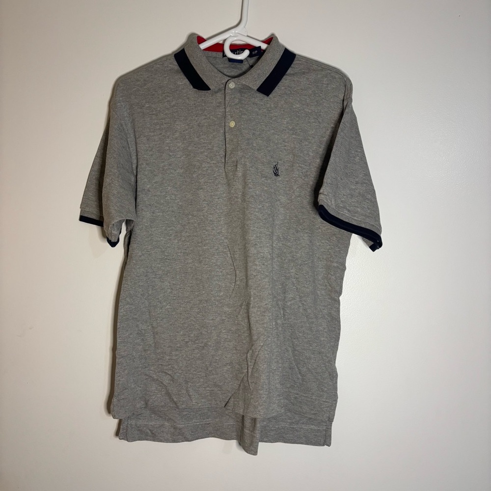 Nautica Gray and Black Polo Shirt with Relaxed Fit